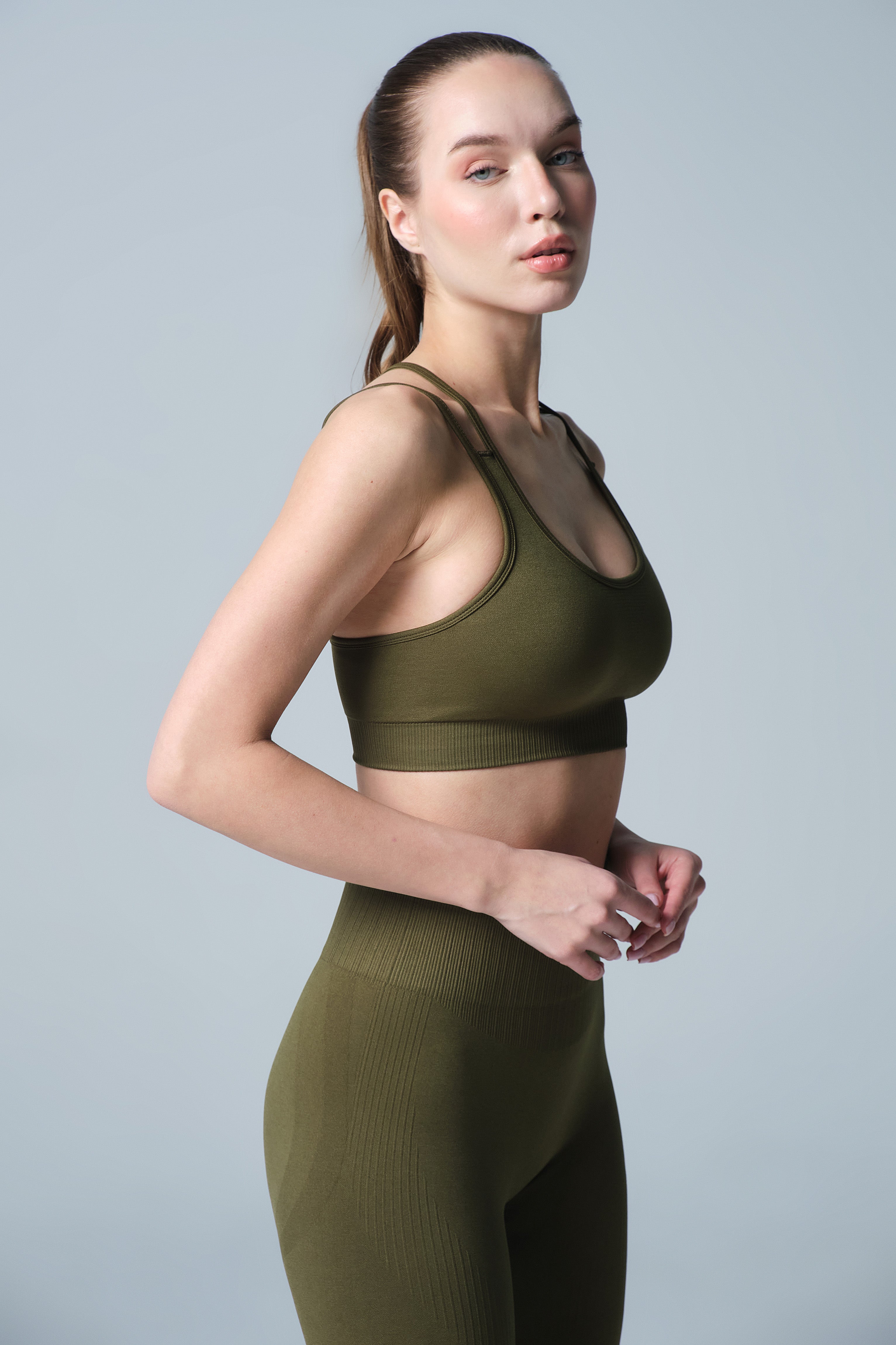 Haki Büzgülü Tayt